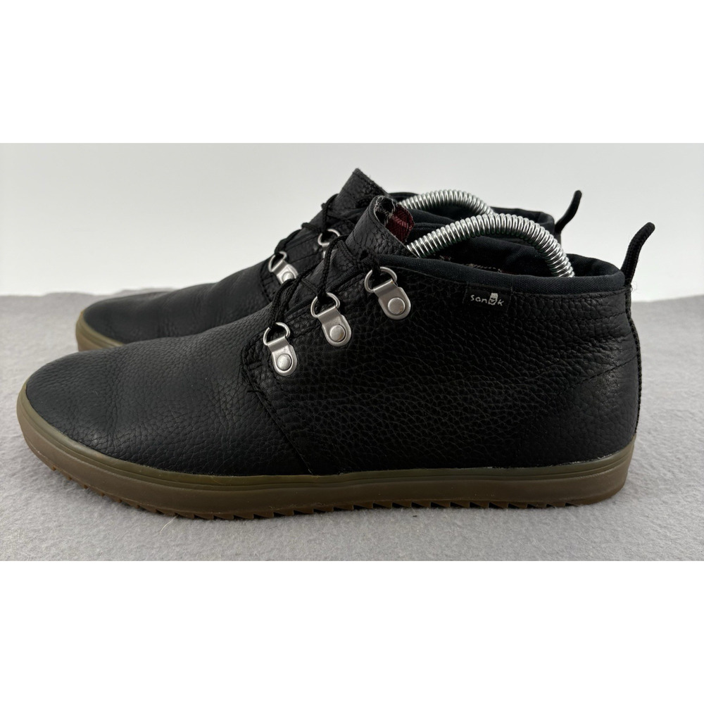 Sanuk Leather Chukka Boots Men’s Size 10 Cargo Deluxe Black Casual Ankle Boots